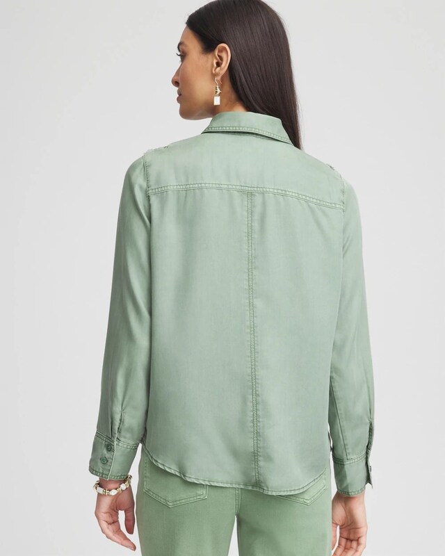 Embellished Lyocell Tencel Collared Shirt - image 3